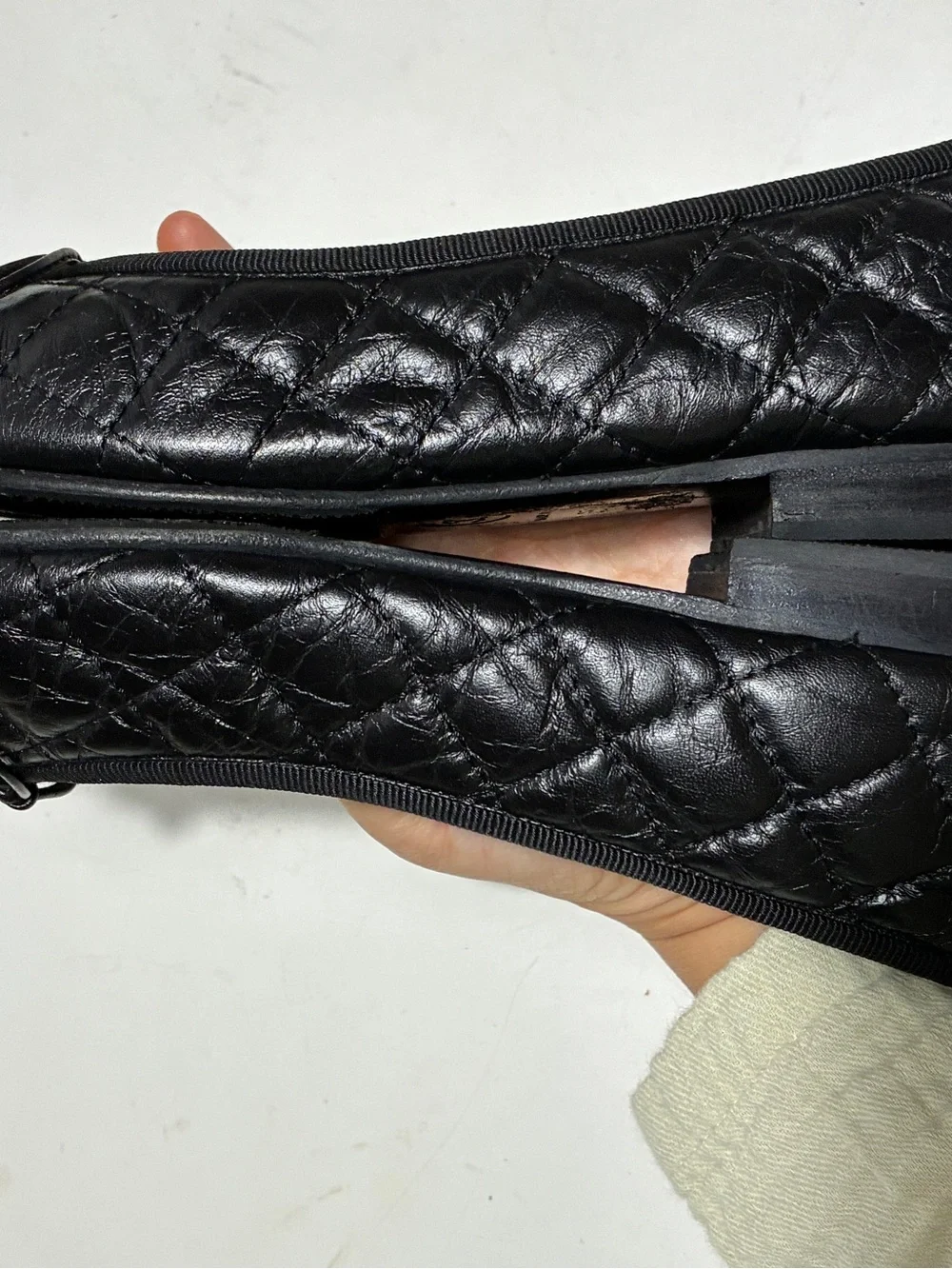 CHANEL Black Quilted Leather Ballet Flats with CC Medallion